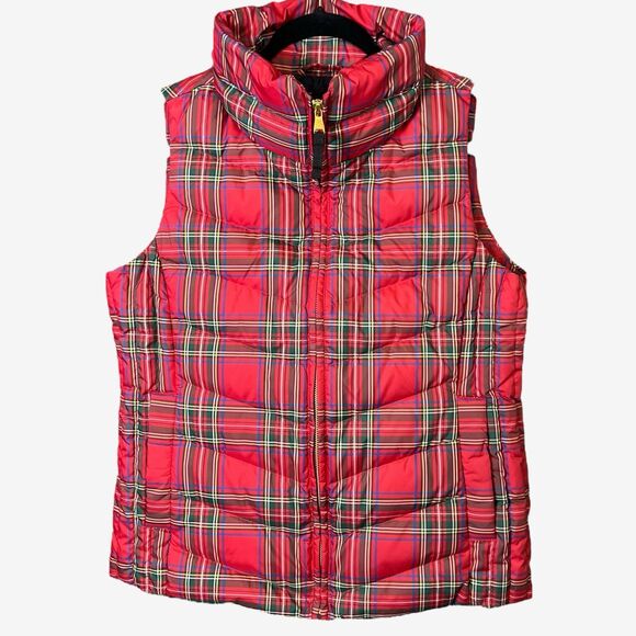 Talbots Jackets & Blazers - Talbots Red plaid tartan zip vest puffer  Petite M